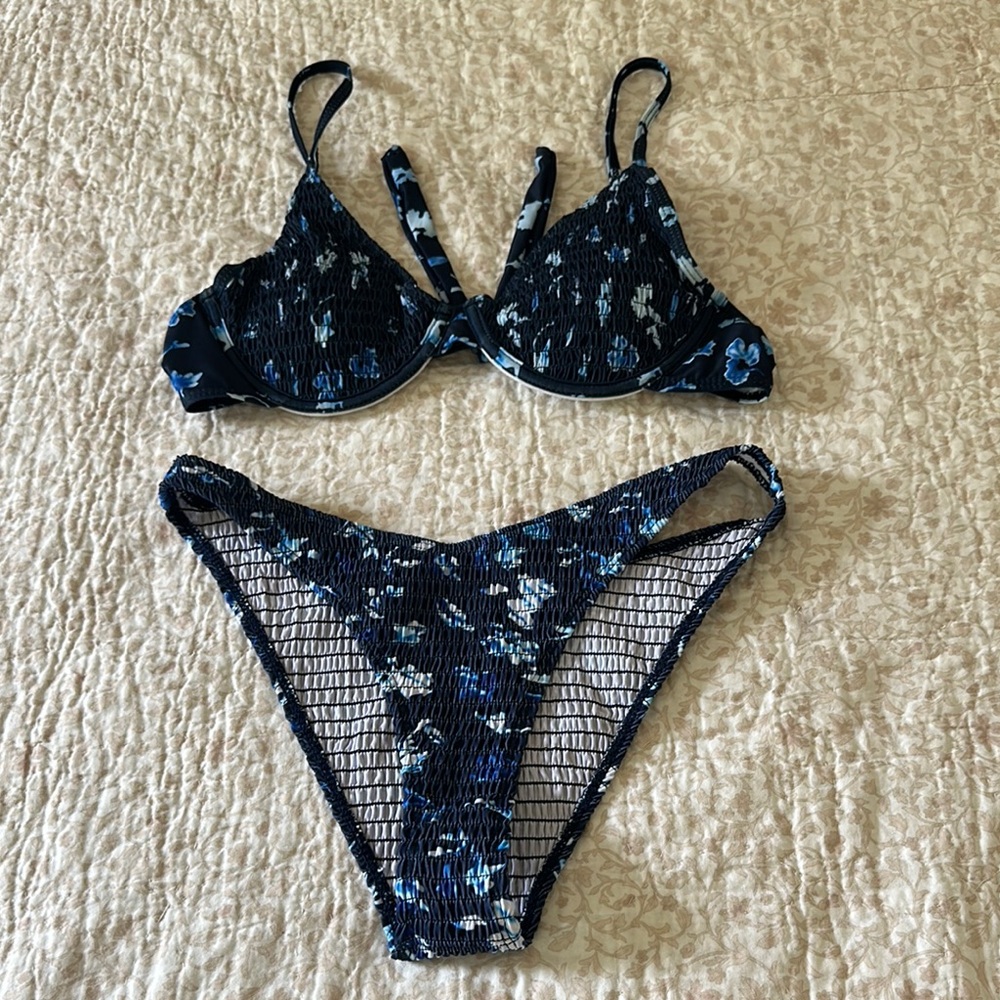 Floral Blue Bikini Set